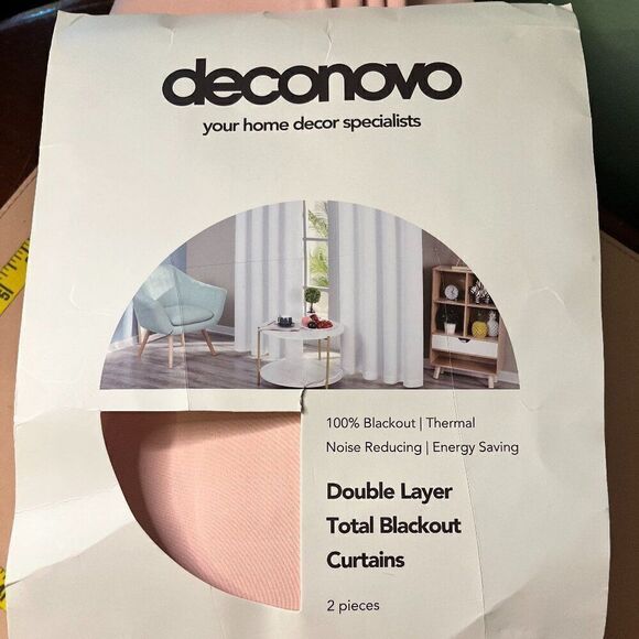 NEW Deconovo Pink Blackout Curtains with 3 Pass 2 Panels, 52x63 Inch Energy Save - Picture 1 of 13
